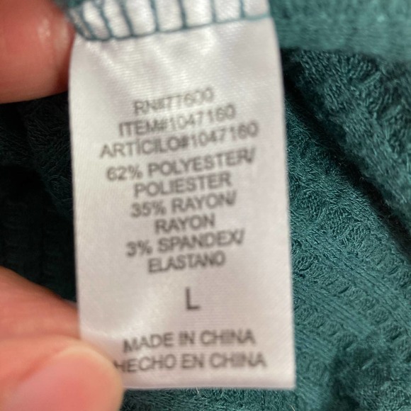 Chaser Teal Thermal Waffle Knit Sweater Pullover - Picture 7 of 8